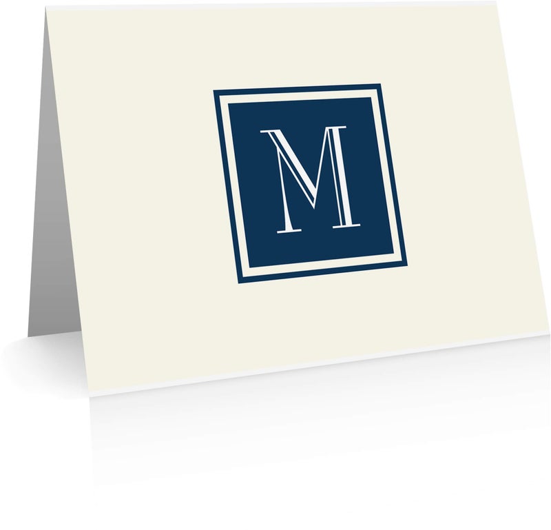 Little Notes by Comptime Monogram Stationery Note Cards - Monogram Thank You Cards (M) - Image 1